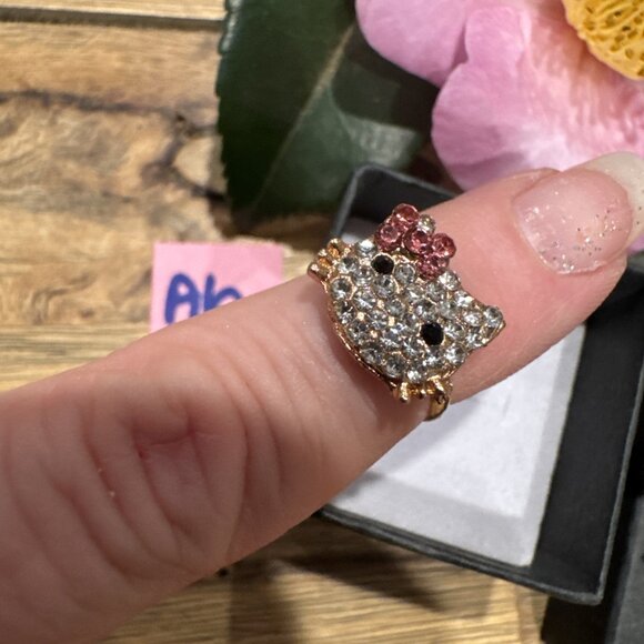 Adorable Hello Kitty Cat Kitten Silvertone Costume Adjustable Ring NEW w Box A6 - Picture 7 of 7